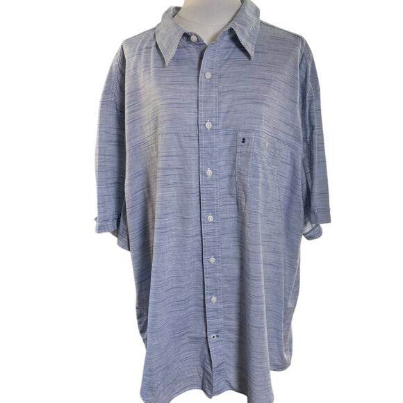 Izod Men 2XL Saltwater Relaxed Classic Blue White Striped Cotton Short‎ Sleeves - Picture 2 of 12